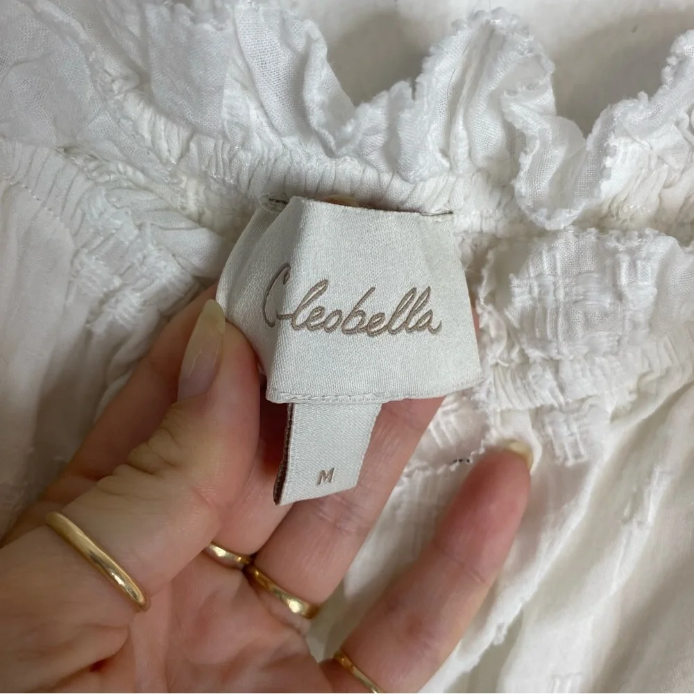 Cleobella Mar Marrakesh White Jacquard Smocked Ruffle Mini Dress - Picture 8 of 10